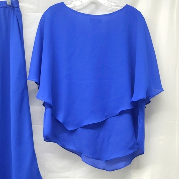 Draper’s & Damon’s Royal Blue Chiffon Skirt Set 16 Flowy A-Line Resort Wedding - Picture 6 of 15